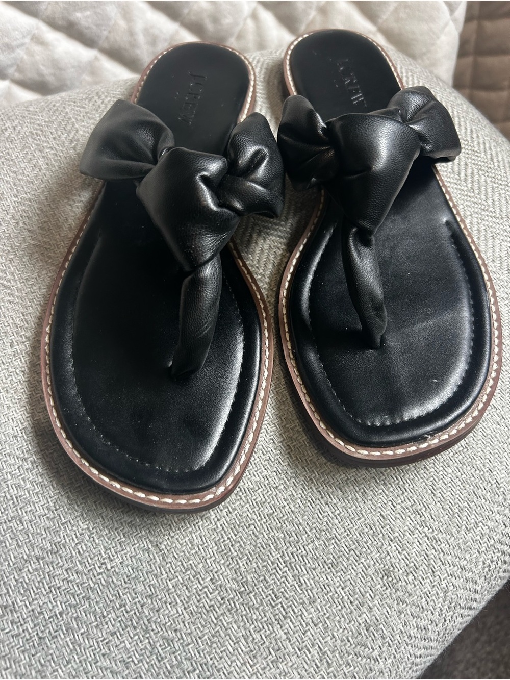 J. Crew Black knot- Trim Thong Sandals